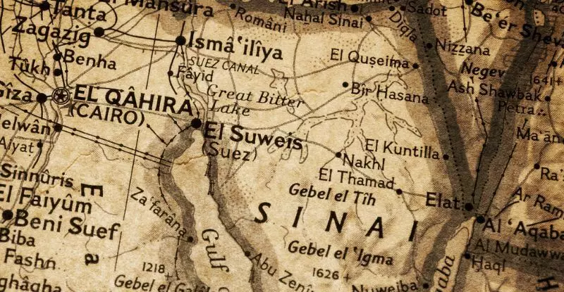mapa Synaj Izrael Egipt